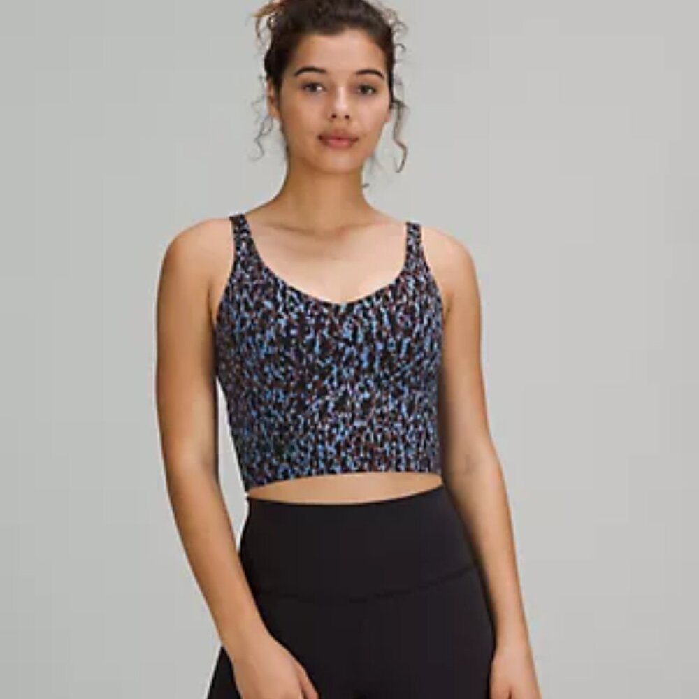 lululemon athletica Blue and Black Printed Cropped Tank